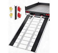 Garvee 1500 lb Heavy-Duty Aluminum Tri-Fold Loading Ramp (85" x 54") for Truck Bed/Trailer - Wide Anti-Slip Crossbar, Safety Straps, for Motorcycle/ATV/UTV/Snowmobile - 3-Fold