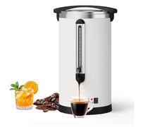 Garvee 18L Stainless Steel Coffee Urn, 120 Cup Commercial Coffee Maker with Double Wall & Reusable Filter, Hot Water Dispenser for Catering Restaurant Office Party, White