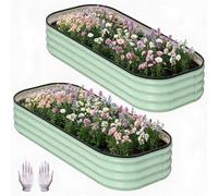 Garvee 2-Pack Galvanized Raised Bed, 4X2X1Ft Bottomless Tool-Free Planter