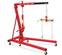 Garvee 2 Ton Hydraulic Engine Hoist, Engine Hoist with Leveler Stabilizer, 1995 KG Folding Cherry Picker with Telescopic Boom & 6 Swivel Casters, Includes Leveler Stabilizer for Garage & Workshop
