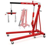 Garvee 2000KG Folding Hydraulic Engine Hoist with Lever, Folding Engine Shop Crane Hoist Lift, Heavy Cherry Picker with 6 Wheels, Floor Stand Lift Jack Lifting Tools for Garage Car Workshop
