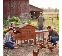 Garvee 200cm Dark Brown Wooden Chicken Coop for 2-5 Chickens - Outdoor | Hen House with Nesting Box, Weatherproof Roof, Removable Tray & Hunter-Resistant Fence