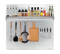 Garvee 24" x 30" Stainless Steel Range Backsplash with Storage Shelf & Knife Racks - Wall Mount Guard for Stove Hood with Pre-Installation Holes - Commercial Grade