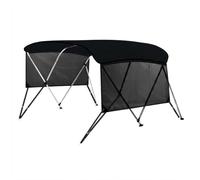 Garvee 3 Bow Bimini Top Boat Cover, Waterproof Sun Shade 600D Polyester Boat Canopy with 2.5cm Aluminum Frame, Mesh Sidewalls, Support Poles, Straps & Storage Bag 183L x 117H x 200-213W cm -Black
