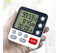 Garvee 3-Channel Digital Kitchen Timer with Dual Large LCD Display - Magnetic Back - Loud/Quiet/Mute Alarm - 24-Hour Clock - Memory Function - Count Up & Down - For Cooking, Baking, Exercise, Homework