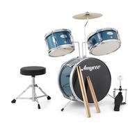 Garvee 3-Piece Junior Drum Set for Beginners, Complete Kit with Cymbals, Throne Stool & Pedal, Wood & Metal Construction, Acoustic Drum Set for Home Practice, Learning & Gifts, Blue