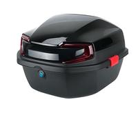 Garvee 34L Motorcycle Top Case, Universal Lockable Tail Box Trunk for Helmet Luggage, Waterproof Plastic Storage Carrier Fits Most Motorbike & Scooters - Includes 2 Keys, Black