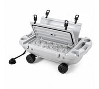 Garvee 40QT Rolling Floating Cooler with Wheels, Amphibious Floating Cooler for Camping, Beach, Kayak, Boating, Pool, Lake, Cool Gray