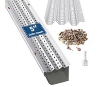 Garvee 5 Inch Aluminium Gutter Guards, 17Pcs 50FT Leaf Filter Protection, Triangular Wave Gutter Cover, with Screws & Nut Driver, for k Style, Half Round, Box Gutters, Outdoor Roof Drainage