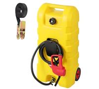 Garvee 57L Portable Fuel Caddy with Wheels | Heavy-Duty Petrol Diesel Tank with LE Fluid Transfer Siphon Pump & 3m Hose | Fuel Can Petrol Canister for Boats, Cars, Lawn ATVs, Generators - Yellow