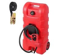 Garvee 57L Portable Fuel Caddy with Wheels | Heavy-Duty Petrol Diesel Tank with LE Fluid Transfer Siphon Pump & 3m Hose | Fuel Can Petrol Canister for Boats, Cars, Lawn ATVs, Generators & Garden- Red