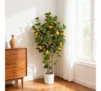 Garvee 5FT Artificial Lemon Tree, 150cm Faux Lemon Plant with Realistic Fruits & Leaves, Potted Fake Lemon Tree for Home Office Living Room Patio Decor, Indoor Outdoor Decorative Artificial Tree,White