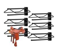 Garvee 6 Pack Wall Mounted Saddle Rack Stand, Standard Saddle Rack with Pad Bar, Heavy Duty Carbon Steel Saddle Stand for Horse Riding Tack Room Stable, 60cm W x 32cm D x 18.5cm H