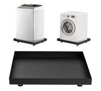 Garvee 60 × 60 cm Heavy-Duty Washing Machine Pan, Carbon Steel Rust-Proof Leak Protection Tray with 4 Anti-Vibration Feet, Floor Damage Prevention Tray, No-Hole Design