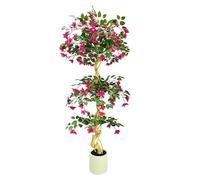 Garvee 6FT Artificial Bougainvillea Tree, Fake Bougainvillea Pink Flower Silk Plant in White Planter, Faux Blooming Topiary Tree for Indoor Outdoor Home Office Garden Wedding Decor
