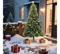 Garvee 6FT Artificial Christmas Tree with Remote Control Green Holiday Tree for Office Party Decoration, Premium Hinged Artificial Pine Lighted Holiday with Metal Stand for Winter Holiday Décor