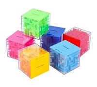 Garvee 6Pcs Money Maze Puzzle Box, Logical Challenge Steel Ball Maze Puzzle Cube Fidgets, Education Sensory Toys Focus Game for Kids and Adult Birthday