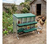 Garvee 8 Compartment Heavy Duty Chicken Nesting Box, Galvanised Steel Roll-Away Egg Collection System with Automatic Rollaway, Wall Mounted/Freestanding Hen Laying Box with Easy-Clean Trays -GR w/Leg