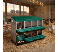 Garvee 8 Compartment Heavy Duty Chicken Nesting Box, Galvanised Steel Roll-Away Egg Collection System with Automatic Rollaway, Wall Mounted/Freestanding Hen Laying Box with Easy-Clean Trays -GR no Leg