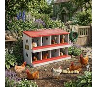 Garvee 8 Compartment Heavy Duty Chicken Nesting Box, Galvanised Steel Roll-Away Egg Collection System with Automatic Rollaway, Wall Mounted/Freestanding Hen Laying Box with Easy-Clean Trays -RD no Leg