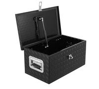 Garvee Aluminium Box, 50 x 30 x 24 cm Aluminium Tool Box with Lid, Lock and Keys, Heavy Duty Checker Plate Trailer Truck Van Locker Boxes Storage for Vehicle, Garage, Camping & More - Black