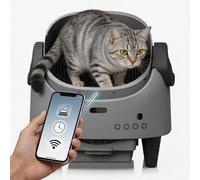 Garvee Automatic Self Cleaning Cat Litter Box with Top Entry Smart Toilet Open Design XXL for Large Cats, Advanced Security System and App Monitoring, Cool Grey