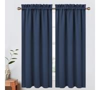 Garvee Blackout Curtains Set of 2,Short Tier Curtains,Rod Pocket Light Blocking Curtains for Kitchen Bathroom Bedroom Laundry Room,Room Darkening Window Drapes for Privacy -Blue,26x45*2