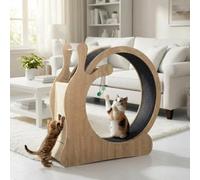 Garvee Cat Exercise Wheel - 95cm Large Cat Treadmill for Indoor Cats, Silent Wooden Cat Running Wheel with Removable Carpet & Scratching Board, Professional Cat Gym for Weight Loss & Activity - Natrua