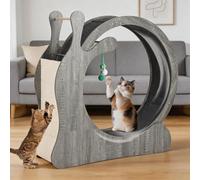 Garvee Cat Exercise Wheel - 95cm Large Cat Treadmill for Indoor Cats, Silent Wooden Cat Running Wheel with Removable Carpet & Scratching Board, Professional Cat Gym for Weight Loss & Activity - Grey