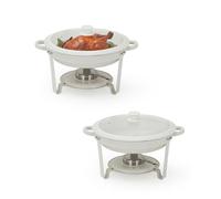 Garvee Chafing Dish Buffet Set, 2 Pack 5-Litre Food Warmer Buffet Server with Keep-Warm & Keep-Cold Dual-Function Design, Round Buffet Warmers Set with Anti-Scald Handle for Weddings & Parties