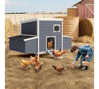 Garvee Chicken Coop, Wooden Hen House with 2 Nesting Boxes & Lockable Doors, Outdoor Chicken House with Openable Waterproof Top, Poultry Cage for 4-6 Chickens, 158x98x98 cm