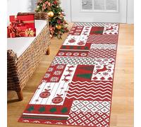 Garvee Christmas Area Rug,80x150cm,Soft Fluffy Carpet with Non-Slip Backing,Durable Edge & Festive Pattern,Machine Washable Living Room Rug,Cozy Holiday Mat for Bedroom,Lounge & Hallway Décor