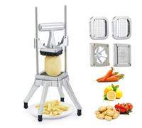 Garvee Commercial Vegetable Chopper with 4 Interchangeable Blades, Heavy Duty Potato Cutter French Fry Cutter, Manual Food Dicer Slicer for Onion Tomato Fruit, Silver