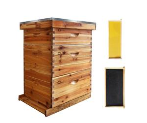 Garvee Complete 10-Frame Langstroth Beehive Kit - Solid Wood Hive Boxes, 1 Deep + 1 Medium Super - Frames with Wax-Coated Foundation - Easy-Assembly Beekeeping Starter Set