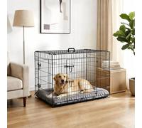Garvee Dog Crate, Dog Cage with 2 Doors and Removable Easy-Clean Tray, Folding Metal Pet Training Cage with Divider, Heavy Duty Portable Collapsible Indoor Car Travel Training Cage, Chew-Resistant