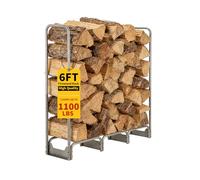 Garvee Firewood Log Rack, 183 x 36 x 122 cm Metal Heavy Duty Log Stores with 600D Oxford Waterproof Cover Combo Set, 500kg Capacity Indoor Outdoor Wood Storage for Garden, Patio, Deck, Fireplace