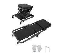 Garvee Folding Car Creeper Seat, 2-In-1 Folding Mechanics Creeper Seat with 6 360° Rolling Wheels, 150kg Load Capacity, Convertible Garage Workshop Stool for Under Car Repair 4S Shop Workshop Black