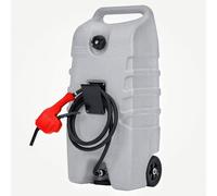 Garvee Fuel Caddy, 53L Portable Gas Tank Container with Manual Fuel Transfer Pump, Petrol Storage Can on-Wheels with 3 M Delivery Hose, Diesel Canister for Cars Trucks ATVs Lawn Mowers Boats - Grey