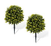 Garvee Garden Decor Stake Set, 2Pcs PE Artificial Flower Leaf Stakes, Faux Large Willow Leaf Tree with Iron Ground Spikes for Outdoor & Indoor Decoration, 65CM