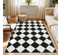 Garvee Geometric Diamond Checkered Area Rug, Black White, 120 * 170cm
