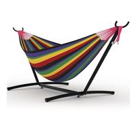Garvee Hammock with Stand 200x150cm, 204kg Capacity Double Cotton Hammock Includes Carry Bag, Easy Assembly, Hammocks Hanging Chair for Indoor Outdoor Patio Porch Garden Backyard - Black
