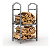 Garvee Heavy Duty 2-Tier Firewood Rack with Fireplace Tool Set