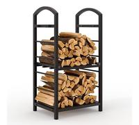 Garvee Heavy Duty 2-Tier Firewood Rack with Fireplace Tool Set