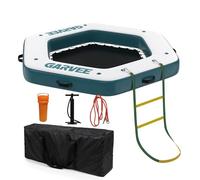 Garvee Inflatable Floating Dock, 2.6 x 2.6 m Floating Island with Portable Carrying Bag, Rope Ladder & Pump, Multi-Person Swim Water Mat for Adult, Non-Slip Air Raft Platform for Lake Pool Beach