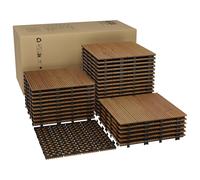 Garvee Interlocking Deck Tile, 33 PCS Wood Plastic Composite Interlocking Deck Tiles, 30cm × 30cm Waterproof Wood Composite Patio Flooring, Easy Snap-Together Outdoor Tiles for Balcony & Garden
