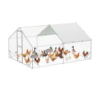 Garvee Large Metal Chicken Coop, Extra Large Walk-In Metal Chicken Run Coop with Secure Cover & Double Door, Sturdy Galvanised Steel Outdoor Enclosure for Chickens & Poultry (3m x 4m x 2m Approx.)