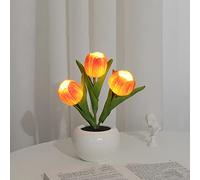 Garvee Led Simulation Tulip Night Light, Artificial Flower Table Lamp Ornaments for Date Party Home, Orange