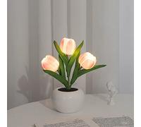 Garvee Led Simulation Tulip Night Light, Artificial Flower Table Lamp Ornaments for Date Party Home, Pink