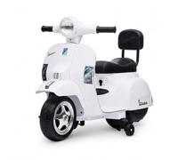 Garvee Licensed Vespa 6V Kids Electric Ride-On Scooter | - 4-Wheel Stable Toddler Motorbike - Training Wheels - Classic Style for Ages 3-7, White