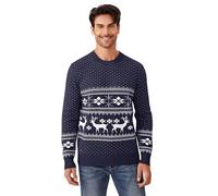 Garvee Men’s Warm Christmas Jumpers, Reindeer & Snowflake Knit Pullover, Festive Xmas Sweaters Knitwear, Navy, M